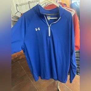 Men blue half zip shirt.